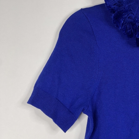 2/$30 Kate Spade Silk Cashmere Blend Tasseled Sweater Cobalt Short Sleeve #7002 - Picture 6 of 16
